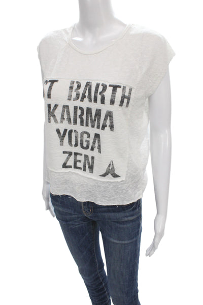 St.Barth Unisex Adults Basic Linen Graphic T-Shirt White Yoga Summer Size S