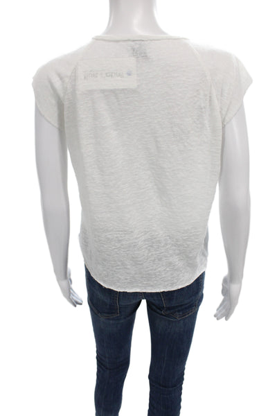 St.Barth Unisex Adults Basic Linen Graphic T-Shirt White Yoga Summer Size S