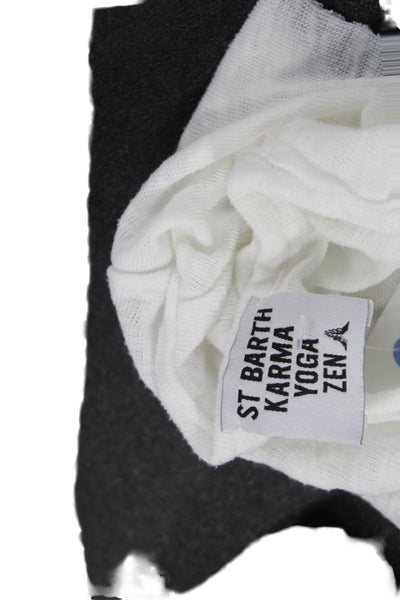 St.Barth Unisex Adults Basic Linen Graphic T-Shirt White Yoga Summer Size S