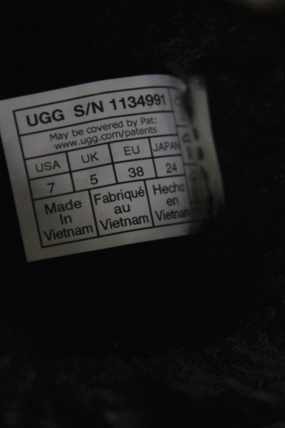 Ugg Womens Suede Shearling Platform Heels Ankle Boots Shoes Black Size 7