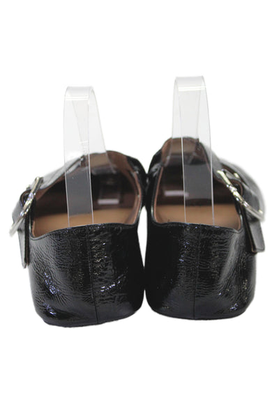 Alaia Womens Shiny Leather Crisscross Mary Jane Flat Shoes Black Size 6.5