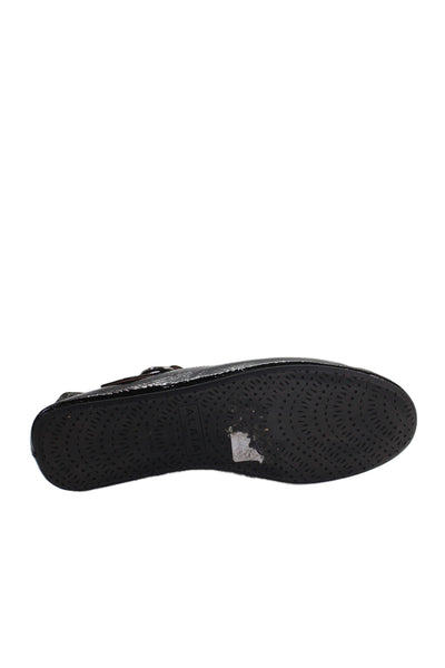 Alaia Womens Shiny Leather Crisscross Mary Jane Flat Shoes Black Size 6.5