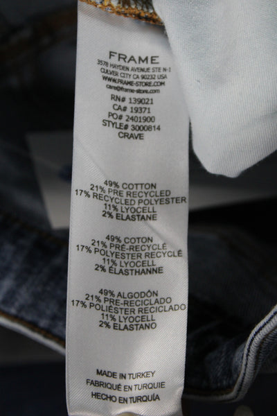 Frame Womens Straight Jeans Blue Cotton Mid Rise Size 23