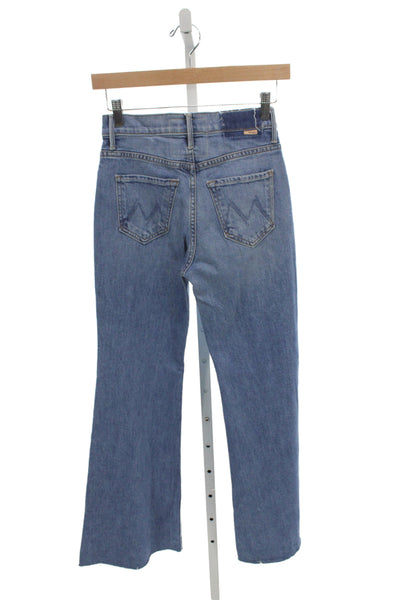 Mother Womens Flared Jeans Blue Mid Rise Button Closure Size 24
