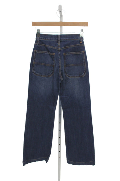 Ramy Brook Womens Wide Leg Blue Cotton Jeans Mid Rise Size 24