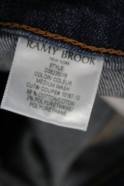 Ramy Brook Womens Wide Leg Blue Cotton Jeans Mid Rise Size 24