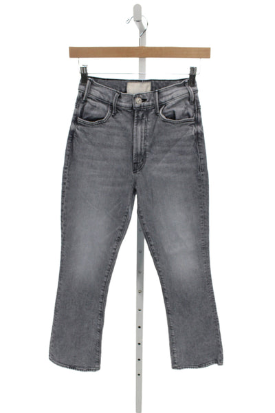 Mother Women Cropped Gray Cotton Mid Rise Jeans Size 24