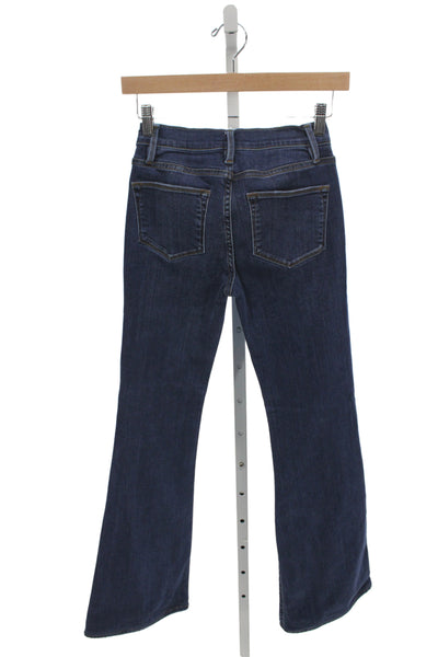 Frame Womens Flared Jeans Blue Mid Rise Button Cotton Size 25