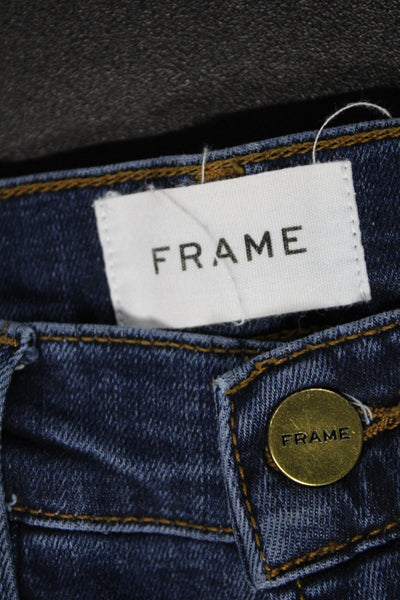 Frame Womens Flared Jeans Blue Mid Rise Button Cotton Size 25