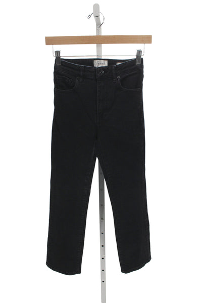 Frame Womens Straight Jeans Black Mid Rise Button Closure Size 23