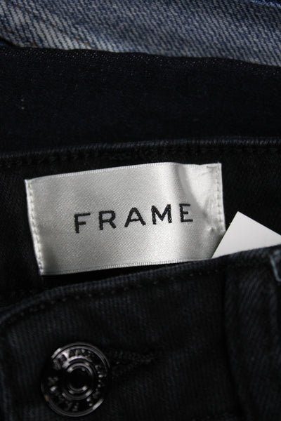 Frame Womens Straight Jeans Black Mid Rise Button Closure Size 23