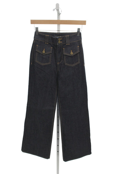 Ramy Brook Womens Wide Leg Jeans Blue Button Cotton Mid Rise Inseam 28 Size 24
