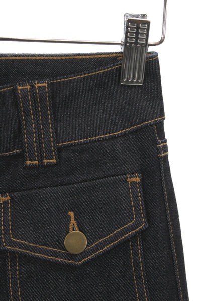 Ramy Brook Womens Wide Leg Jeans Blue Button Cotton Mid Rise Inseam 28 Size 24