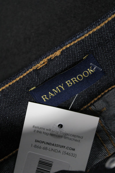 Ramy Brook Womens Wide Leg Jeans Blue Button Cotton Mid Rise Inseam 28 Size 24