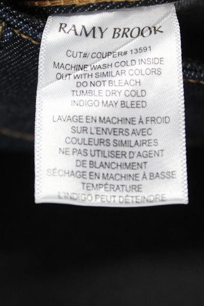 Ramy Brook Womens Wide Leg Jeans Blue Button Cotton Mid Rise Inseam 28 Size 24