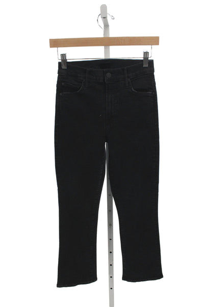 Mother Women Cropped Black Cotton Mid Rise Jeans Button Inseam 28 Size 24