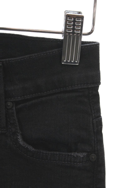 Mother Women Cropped Black Cotton Mid Rise Jeans Button Inseam 28 Size 24