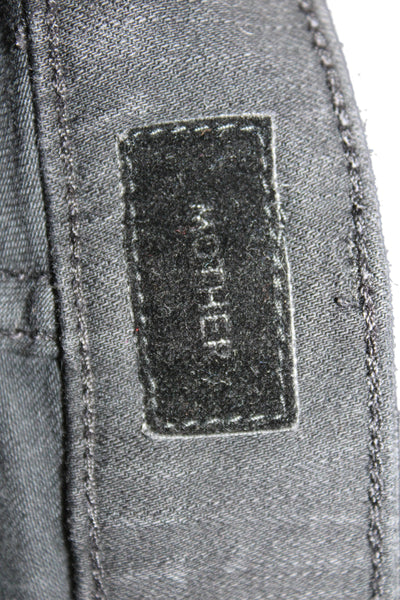 Mother Women Cropped Black Cotton Mid Rise Jeans Button Inseam 28 Size 24
