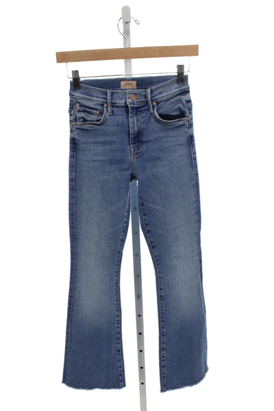 Mother Women Cropped Blue Jeans Mid Rise Cotton Size 24