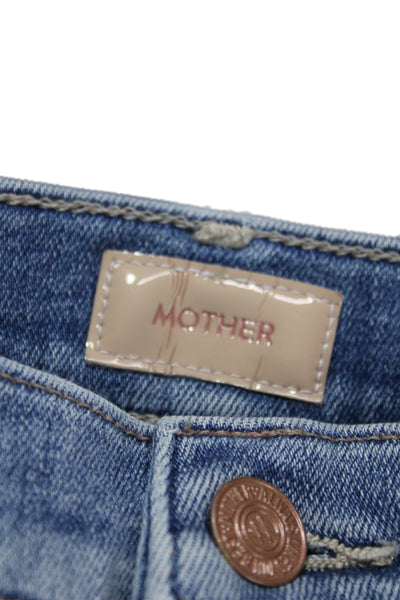 Mother Women Cropped Blue Jeans Mid Rise Cotton Size 24