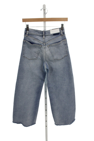Redone Womens Cropped Jeans Blue Button Cotton Mid Rise Size 24