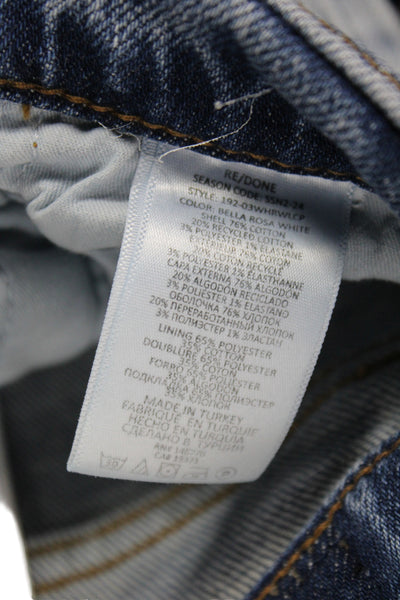 Redone Womens Cropped Jeans Blue Button Cotton Mid Rise Size 24