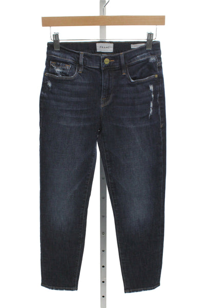 Frame Womens Blue Cropped Jeans Cotton Button Mid Rise Size 24