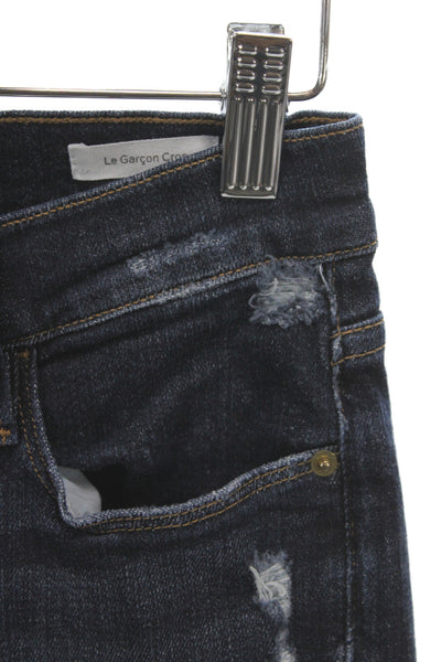 Frame Womens Blue Cropped Jeans Cotton Button Mid Rise Size 24