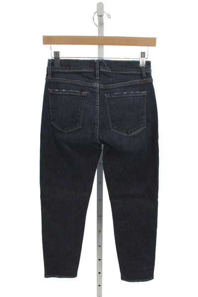 Frame Womens Blue Cropped Jeans Cotton Button Mid Rise Size 24