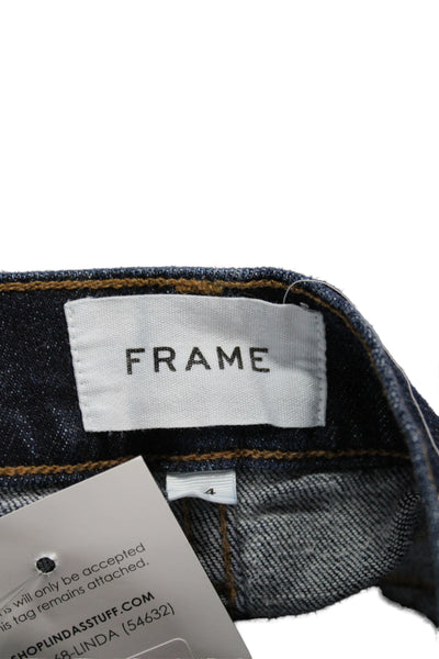 Frame Womens Blue Cropped Jeans Cotton Button Mid Rise Size 24