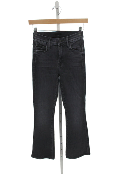 Mother Womens Black Cropped Jeans Cotton Mid Rise Button 28 Inseam Size 24