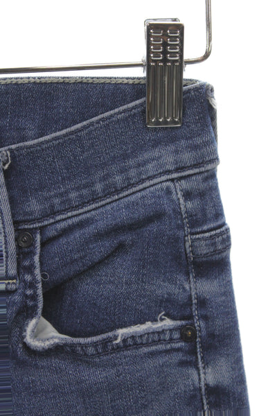 Mother Womens Cropped Jeans Blue Cotton Mid Rise Button Inseam 29 Size 24