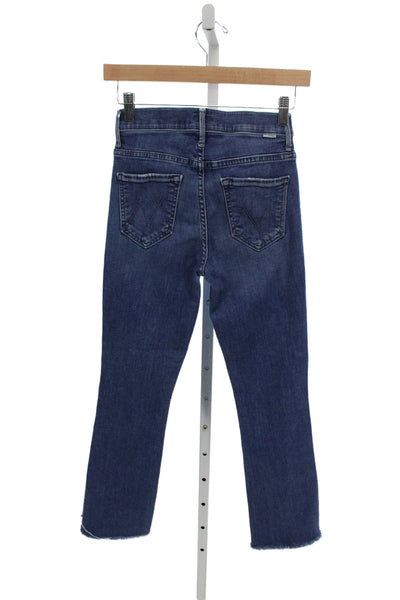 Mother Womens Cropped Jeans Blue Cotton Mid Rise Button Inseam 29 Size 24