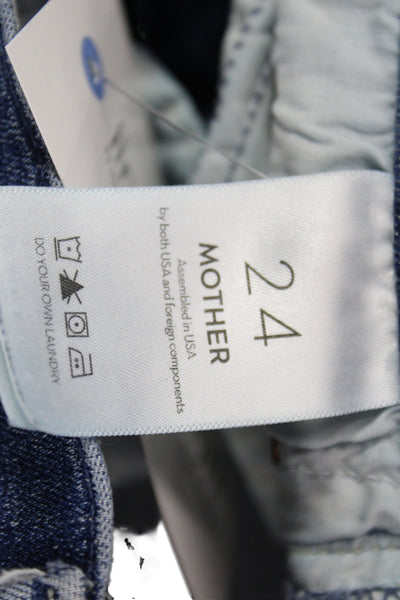 Mother Womens Cropped Jeans Blue Cotton Mid Rise Button Inseam 29 Size 24