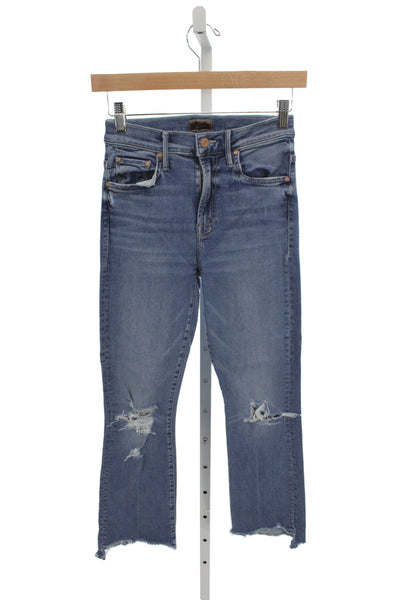 Mother Womens Cropped Blue Cotton Mid Rise Jeans Size 24