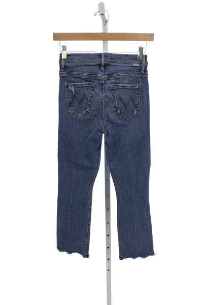 Mother Womens Cropped Blue Cotton Mid Rise Jeans Size 24