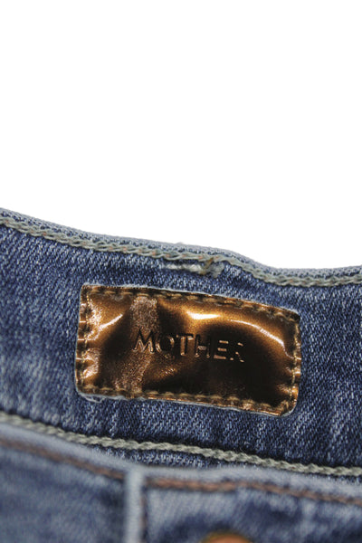 Mother Womens Cropped Blue Cotton Mid Rise Jeans Size 24