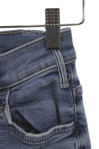 Mother Women Cropped Jeans Blue Mid Rise Cotton Button Size 24