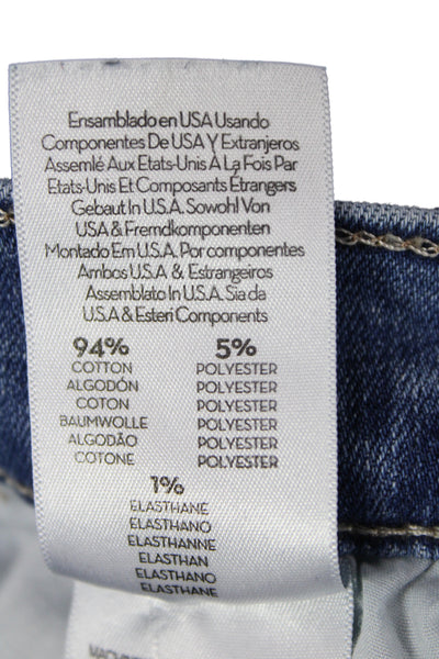 Mother Women Cropped Jeans Blue Mid Rise Cotton Button Size 24