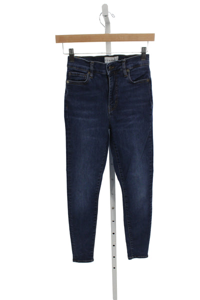 Frame Womens Skinny Jeans Blue Mid Rise Button Cotton Size 24