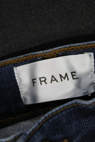 Frame Womens Skinny Jeans Blue Mid Rise Button Cotton Size 24