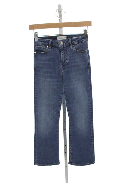 Frame Womens Cropped Jeans Blue Cotton Mid Rise Button Size 24