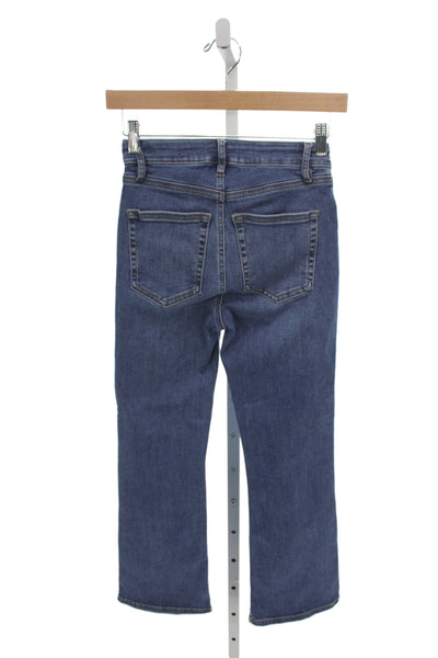 Frame Womens Cropped Jeans Blue Cotton Mid Rise Button Size 24