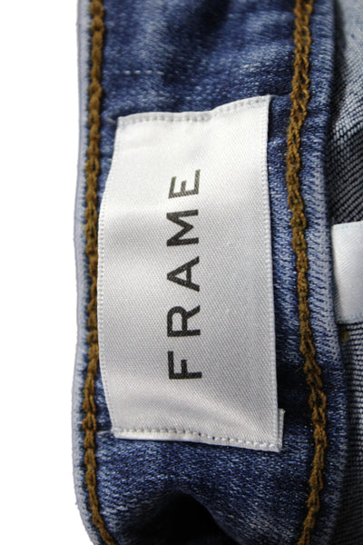Frame Womens Cropped Jeans Blue Cotton Mid Rise Button Size 24
