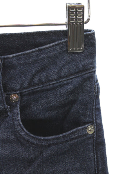 Frame Women Cropped Jeans Blue Mid Rise Button Cotton Size 24