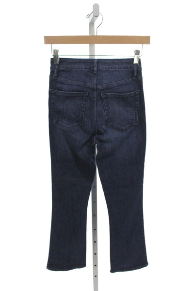 Frame Women Cropped Jeans Blue Mid Rise Button Cotton Size 24