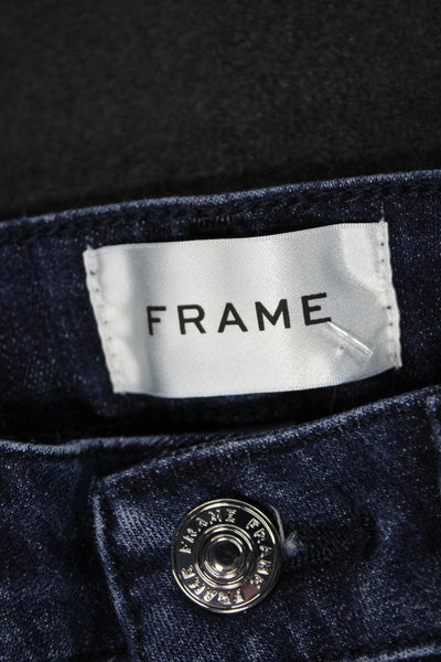 Frame Women Cropped Jeans Blue Mid Rise Button Cotton Size 24