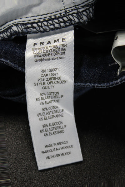 Frame Women Cropped Jeans Blue Mid Rise Button Cotton Size 24