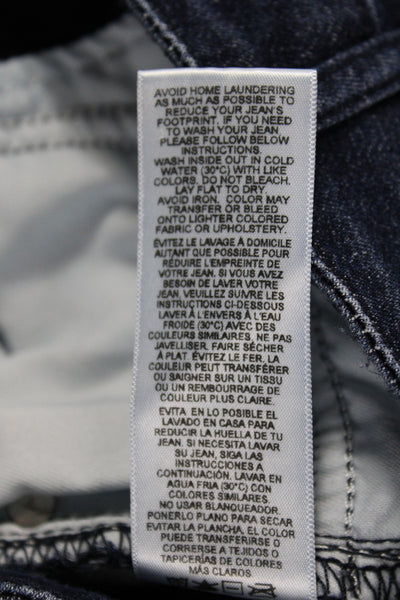 Frame Women Cropped Jeans Blue Mid Rise Button Cotton Size 24