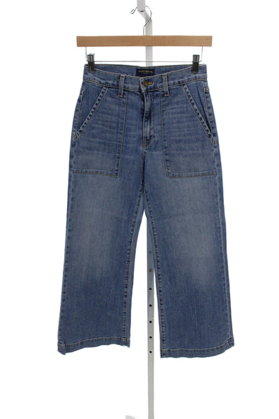 Ramy Brook Women Cropped Jeans Blue Mid Rise Button Cotton Inseam 28 Size 25